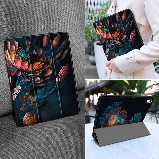 Alt view image 5 of 5 - MEEgoodo Case for iPad A16 11th Generation 11 inch 2025/iPad 10th Generation 10.9 inch 2022, Tablet Cover with Trifold Stand + Pencil Holder + Auto Wake/Sleep + Soft TPU Back Cover, Bunch Flowers