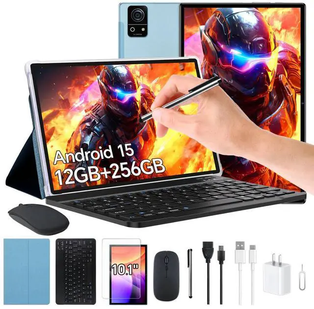 Main image of 10Android 15 M7 Tablets WiFi Model,8000mA Large Battery,12GB+256GB+1TB Expandable,8 Core CPU A523,5MP+13MP Camera,GPS+5Gwifi+IPS+FaceID,Includ Keyboard/Mouse/Stylus/Case/Protective Film (Blue)