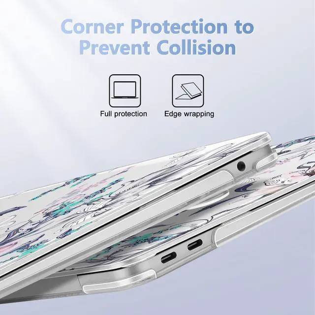 Alt view image 3 of 5 - Lepeoac for MacBook Air 13 Inch Case 2020-2018 (A2337 M1 A2179 A1932), Shockproof Hard Shell Cover with Screen Protector, for Retina Display & Touch IDFull Protection for MacBook Air, Floral C319