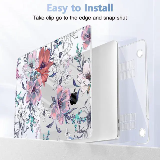 Alt view image 5 of 5 - Lepeoac for MacBook Air 13 Inch Case 2020-2018 (A2337 M1 A2179 A1932), Shockproof Hard Shell Cover with Screen Protector, for Retina Display & Touch IDFull Protection for MacBook Air, Floral C319