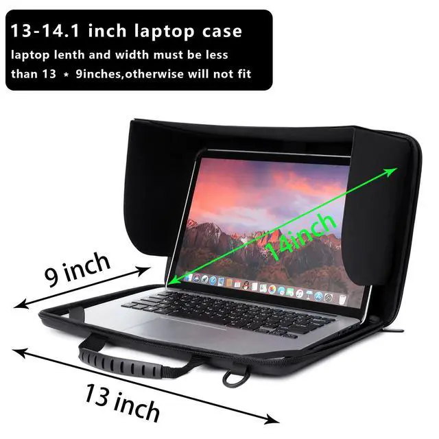 Alt view image 2 of 5 - BUG 13-14 Inch Laptop Sun Shade Bag, Chromebook Protective Sleeve Case Shoulder Bag with Sun Hood Foldable Portable Shield Cover for Working Outside, Computer Hard Shell Case(Patent Pending)