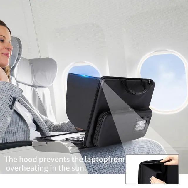 Alt view image 4 of 5 - BUG 13-14 Inch Laptop Sun Shade Bag, Chromebook Protective Sleeve Case Shoulder Bag with Sun Hood Foldable Portable Shield Cover for Working Outside, Computer Hard Shell Case(Patent Pending)