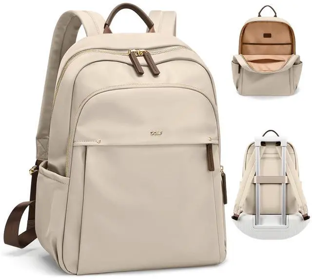 Main image of GOLF SUPAGS Stylish Laptop Backpack for Women Computer Bag Fits 14 Inch Notebook Travel College Work Backpacks Purse (Apricot)