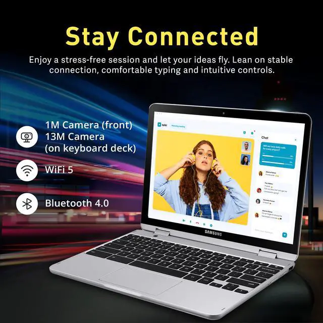 Alt view image 5 of 5 - SAMSUNG 12.2" FHD 2-in-1 Touchscreen Chromebook Plus Laptop for Business&Students, Intel Dual-Core, 4GB RAM, 224GB Storage(64GB eMMC+160GB Docking Station Set), Stylus Pen, Wireless Mouse, Silver