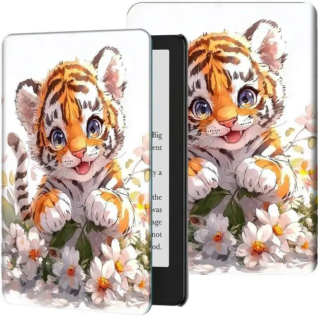 Main image of GYSYSQSH Case for 7" All-New Kindle Paperwhite (12th Generation, 2024) and Kindle Colorsoft Signature Edition Slim Lightweight PU Leather Stand Smart Cover with Auto Wake/Sleep,Cute Tiger