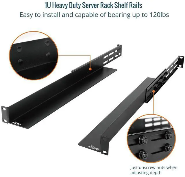 Alt view image 3 of 5 - Tecmojo 2 Pack 1U Universal Rack Mount Rails,4-Post Server Rack Shelf Rail with 20.9"-32" Adjustable Depth Fit for Non-Rack Mountable Server/Networking/AV/IT Equipment