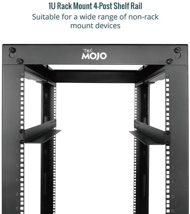 Alt view image 5 of 5 - Tecmojo 2 Pack 1U Universal Rack Mount Rails,4-Post Server Rack Shelf Rail with 20.9"-32" Adjustable Depth Fit for Non-Rack Mountable Server/Networking/AV/IT Equipment
