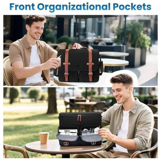 Alt view image 4 of 5 - MATEIN Messenger Bag with USB Charging Port, 15.6 inch Laptop Bags Large Mens Briefcase with Shoulder Strap, Water Resistant Crossbody Satchel Work Computer Case for College Office Commuting, Black