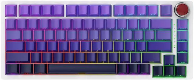 Main image of BOYI YK82 75% Aluminum Alloy Mechanical Keyboard,Gasket-Mounted Hot-Swap,Wireless BT5.0/2.4G/Type-C Wired Programmable RGB Backlit Gaming Keyboard with Knob (Purple Side Printed PBT Keycaps)