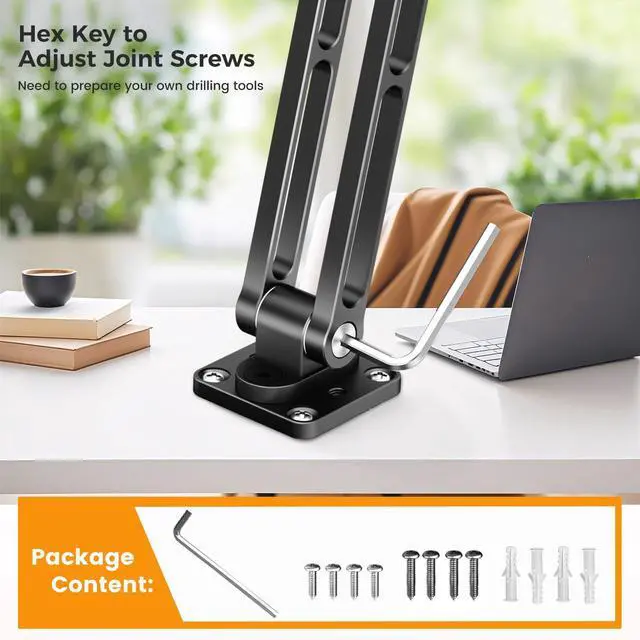 Alt view image 5 of 5 - OHLPRO Magnetic Tablet Wall Mount iPad Aluminum Holder - 360° Adjustable & Extendable 3-Stage Metal Arm, Universal Heavy Duty Metal Stand for Kitchen, Office, Bedroom