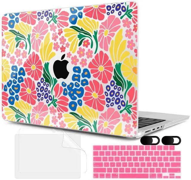 Main image of MEEgoodo Case for M4 MacBook Pro 16 inch Case 2024 2023 2021, Fit Model A3403/A3186/A2991/A2780/A2485 M3 M2 M1 Pro/Max Chip, Laptop Hard Shell Cases with Keyboard & Camera Cover, Groovy Flower