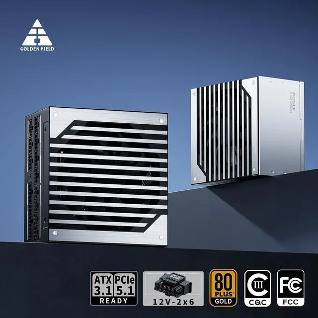 Alt view image 2 of 5 - GOLDEN FIELD Nexus Gold 1050W Full Modular Power Supply, 80Plus Gold with ATX3.1 & PCIe 5.1 Certified, 105°C-Rated Japanese Capacitors, Native 12V-2x6, LLC+DC-DC+Active PFC, 5-Year Warranty
