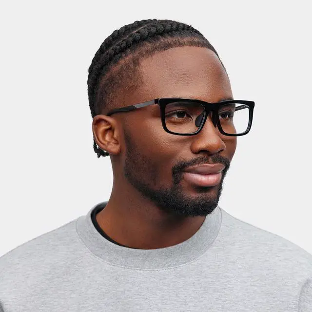 Alt view image 3 of 5 - Zeelool Rectangle Glasses Frames for Men Black Eyeglasses Fashion Acetate Eyewear JGA352141 Ease