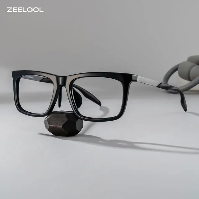 Alt view image 5 of 5 - Zeelool Rectangle Glasses Frames for Men Black Eyeglasses Fashion Acetate Eyewear JGA352141 Ease