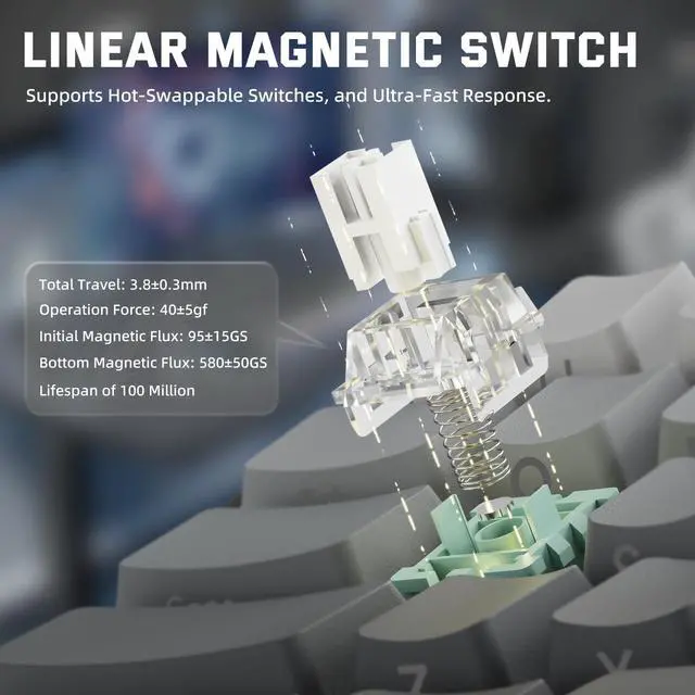 Alt view image 5 of 5 - ATTACK SHARK X68HE PRO Rapid Trigger Wireless Gaming Keyboard and X11 Mouse, 8K Polling Rate,Hall Effect Magnetic Switch Keyboard, Tri-Mode Mouse with Magnetic Charging Dock, 22000 DPI for PC Mac