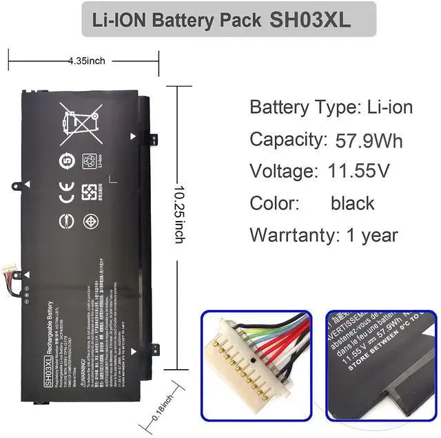 Alt view image 2 of 5 - AN·GWEL SH03XL Battery Compatible with HP Spectre X360 13-W023DX 13-AC033DX 13-W013DX 13-W031NG 13-W002NG 13-W003NG Laptop Series HSTNN-LB7L 859026-421 901308-421 [11.55V 57.9Wh]