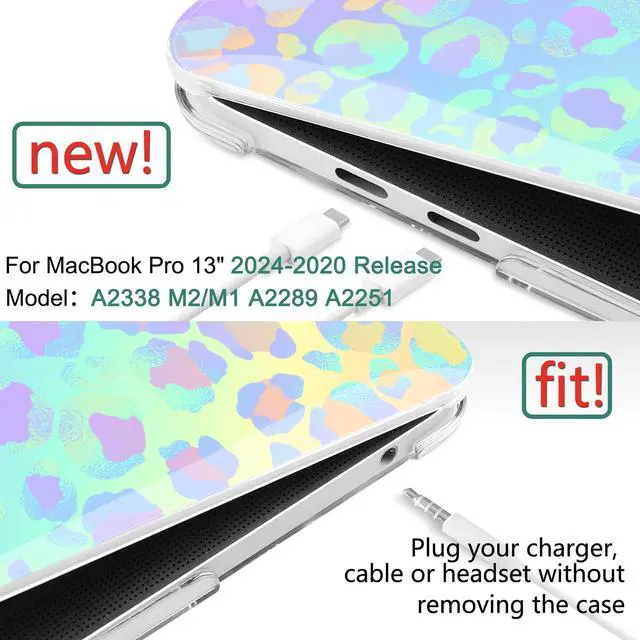 Alt view image 2 of 5 - DONGKE Compatible with MacBook Pro 13 inch Case 2024 2023-2020 Release A2338 M2/M1 A2251 A2289 with Retina Display & Touch ID, Plastic Hard Shell & Keyboard Cover & Screen Film - Leopard Print