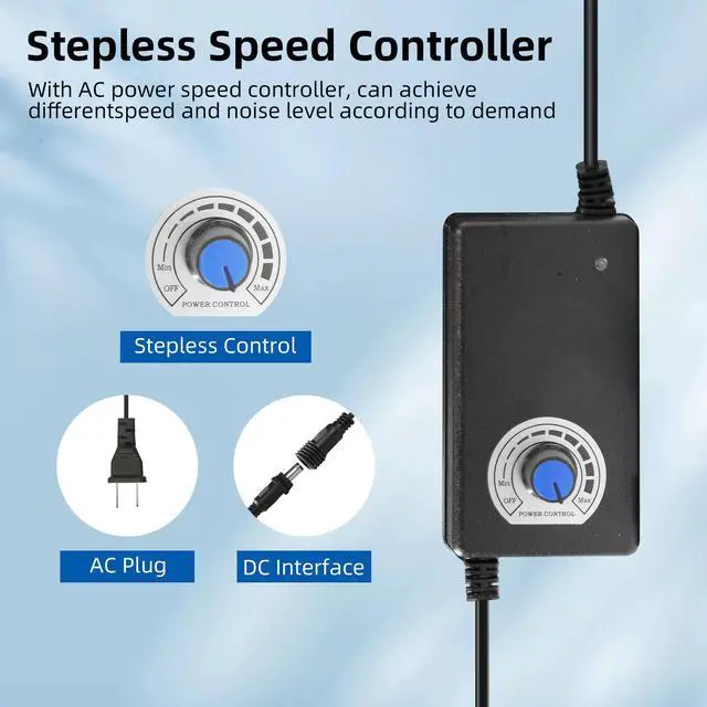 Alt view image 4 of 5 - PANO-MOUNTS 92mm 3.62inch Upgraded IP68 Waterproof Dual Ball Bearing Cooling Fan -Max 4500RPM with Stepless Speed Controller for DIY Ventilation Exhaust Projects