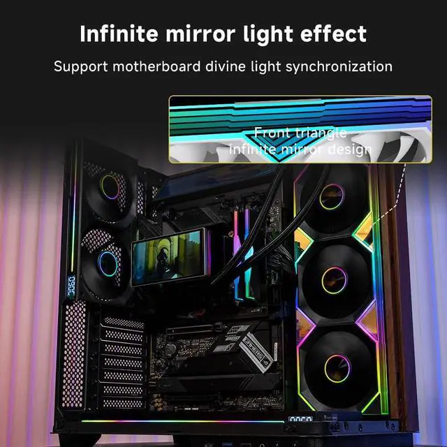 Alt view image 5 of 5 - Jungle Leopard PF 240 CPU Water AIO Cooler Liquid Cooling|5.5-inch LCD Magnetic Screen|360mm ARGB Infinity Mirror 2000RPM PWM Fan|Lower Noise 30DBA|for LGA1851/1700/1200/115X/AM4/AM5(White)