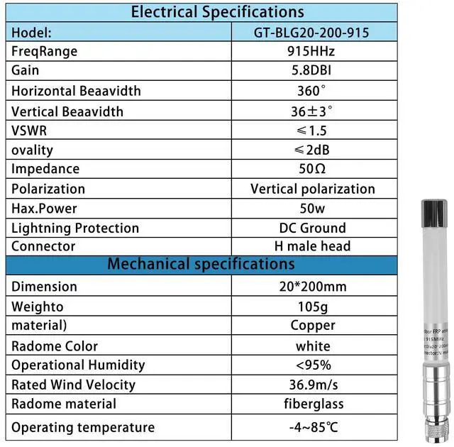Alt view image 5 of 5 - Waterproof 915mhz Lora 5.8dbi Fiberglass Antenna with 10Ft Low Loss KMR195 Cable for Helium Hotspot RAK Nebra Bobcat 300 SenseCAP M1 Hotspot HNT Miner Heltec V3 Meshtastic Lora32 915MHz Lora Module
