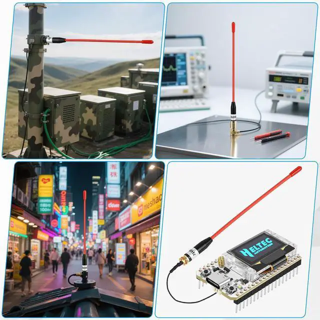 Alt view image 5 of 5 - 2PCS Meshtastic LoRa Antenna 915MHz 10dBi Gain - Omni SMA Male Connector 17cm Long Range Soft Whip Antenna (Red)