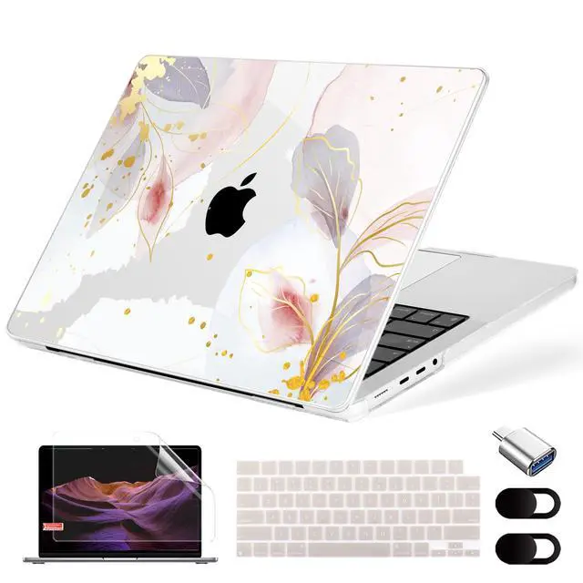 Alt view image 2 of 5 - MecBevia for MacBook Pro 14 inch Case M5 M4 M3 M2 A3434 A3112 A3401 A3185 A2918 A2992 A2779 M1 A2442 Pro Max Chip (Released 2025 to 2021), Hard Shell Cover for MacBook Pro 14", Vector Flower