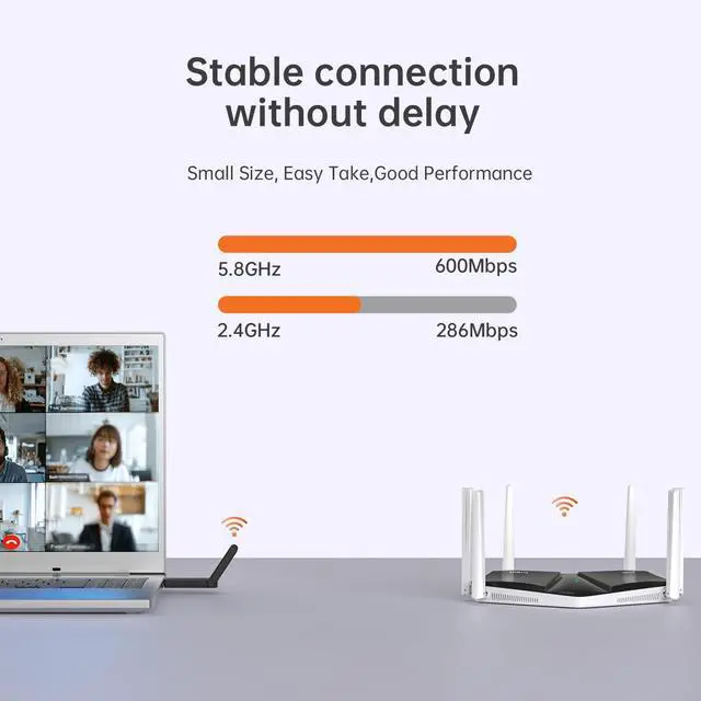 Alt view image 4 of 5 - PLERY USB WiFi Adapter for Desktop PC, AX900 Bluetooth WiFi 6 Adapter WiFi Dongle with 5Ghz 2.4GHz Dual Band Wireless Network Card, Built-in Driver for Windows 10/11, High Gain Antenna, WPA3 Security