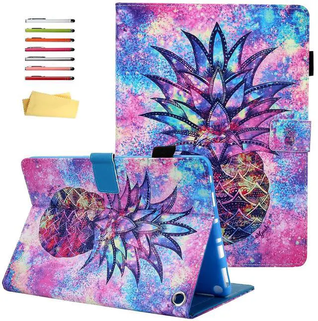Main image of UUcovers All-New Kindle Fire HD 10 & 10 Plus Tablet 10.1" Case (Only Fits 11th Generation, 2021 Release) with Pencil Holder, Auto Wake/Sleep Stand PU Leather Smart TPU Back Cover, Rainbow Pineapple