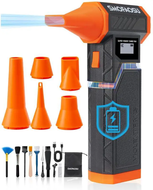 Main image of Compressed Air Duster, 300000RPM Jet Fan Electric Air Blower, Cordless Rechargeable 8000mAh Mini Duster with Removable Battery, 4-Speed Adjustable for Detailing, Car, Computer, Electronics Cleaning