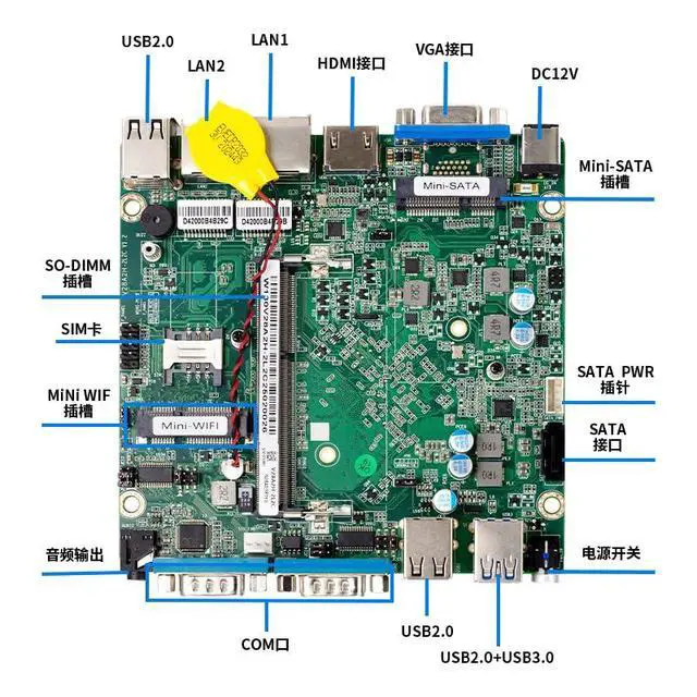 Alt view image 2 of 5 - UDPTCP Fanless Mini PC, Industrial PC, Mini Computer Dual Core N2840, 4K HD+VGA, 2Gigabit Ethernet, USB, Mini Desktop PC 2 RS232 COM(Switch to 2 RS485), WiFi/Win10/Linux,8GB RAM 128GB SSD