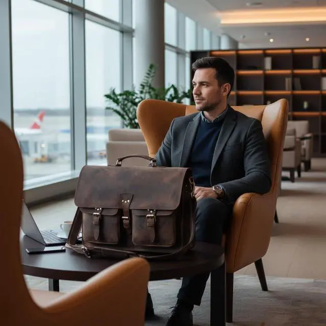 Alt view image 2 of 5 - Vintage Leather Messenger Bag for Men & Women, Multi-Pocket Briefcase Satchel, 16 Inch Laptop Shoulder Bag  Brown (Vintage Brown, 18 inch Large)