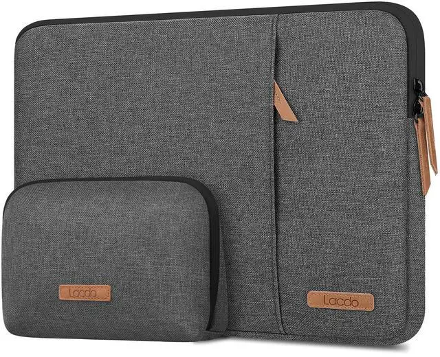 Main image of Lacdo 360° Protective Laptop Sleeve Case for 16 inch New MacBook Pro M4/M3/M2/M1 Pro/Max A3403 A3186 A2991 A2780 A2485 A2141 2024-2019, 15" Surface Laptop 7th/6/5/4 Bag with Accessory Pouch, Dark Gray