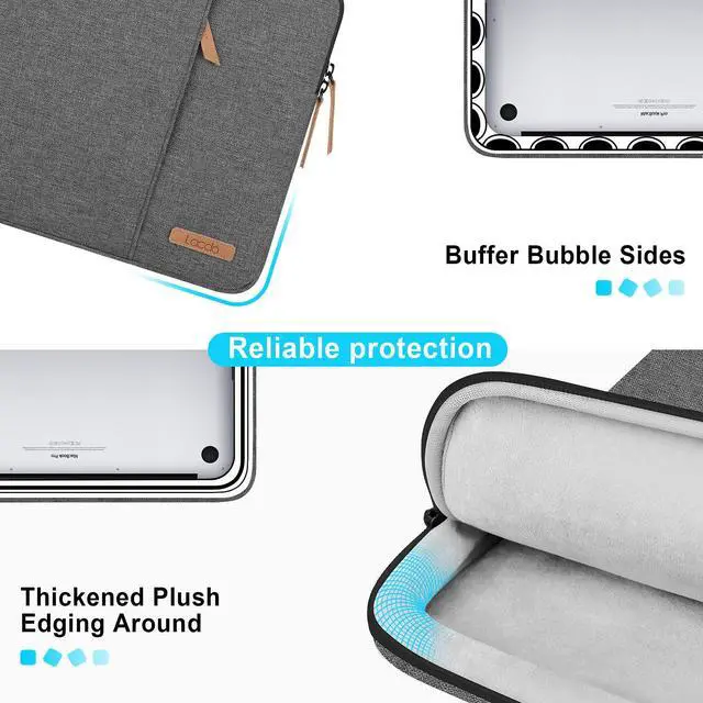 Alt view image 3 of 5 - Lacdo 360° Protective Laptop Sleeve Case for 16 inch New MacBook Pro M4/M3/M2/M1 Pro/Max A3403 A3186 A2991 A2780 A2485 A2141 2024-2019, 15" Surface Laptop 7th/6/5/4 Bag with Accessory Pouch, Dark Gray