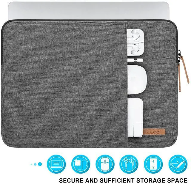Alt view image 4 of 5 - Lacdo 360° Protective Laptop Sleeve Case for 16 inch New MacBook Pro M4/M3/M2/M1 Pro/Max A3403 A3186 A2991 A2780 A2485 A2141 2024-2019, 15" Surface Laptop 7th/6/5/4 Bag with Accessory Pouch, Dark Gray