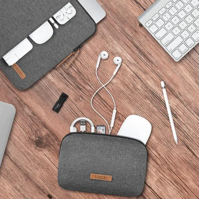 Alt view image 5 of 5 - Lacdo 360° Protective Laptop Sleeve Case for 16 inch New MacBook Pro M4/M3/M2/M1 Pro/Max A3403 A3186 A2991 A2780 A2485 A2141 2024-2019, 15" Surface Laptop 7th/6/5/4 Bag with Accessory Pouch, Dark Gray