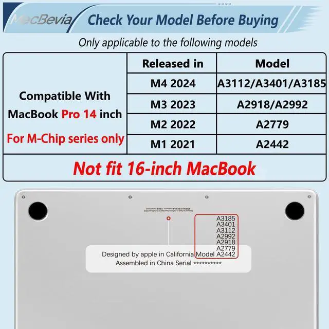 Alt view image 2 of 5 - MecBevia for MacBook Pro 14 inch Case M5 M4 M3 M2 A3434 A3112 A3401 A3185 A2918 A2992 A2779 M1 A2442 Pro Max Chip (Released 2025 to 2021), Hard Shell Cover for MacBook Pro 14", Butterflies Sakura