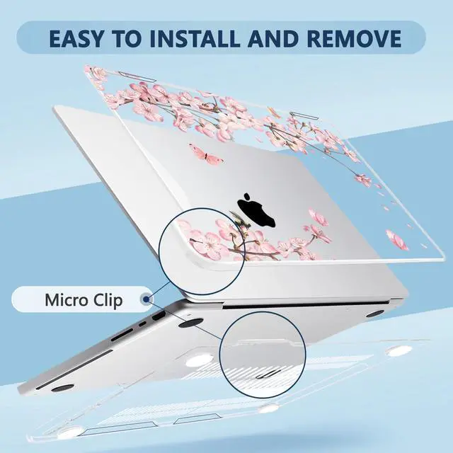 Alt view image 3 of 5 - MecBevia for MacBook Pro 14 inch Case M5 M4 M3 M2 A3434 A3112 A3401 A3185 A2918 A2992 A2779 M1 A2442 Pro Max Chip (Released 2025 to 2021), Hard Shell Cover for MacBook Pro 14", Butterflies Sakura