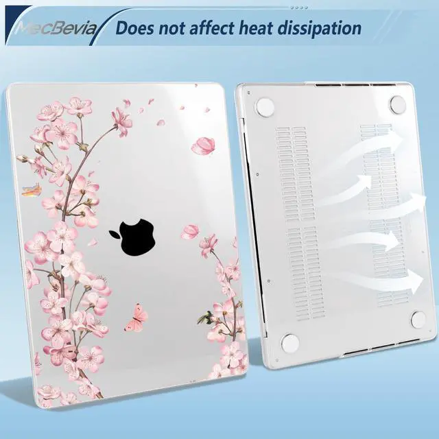 Alt view image 4 of 5 - MecBevia for MacBook Pro 14 inch Case M5 M4 M3 M2 A3434 A3112 A3401 A3185 A2918 A2992 A2779 M1 A2442 Pro Max Chip (Released 2025 to 2021), Hard Shell Cover for MacBook Pro 14", Butterflies Sakura
