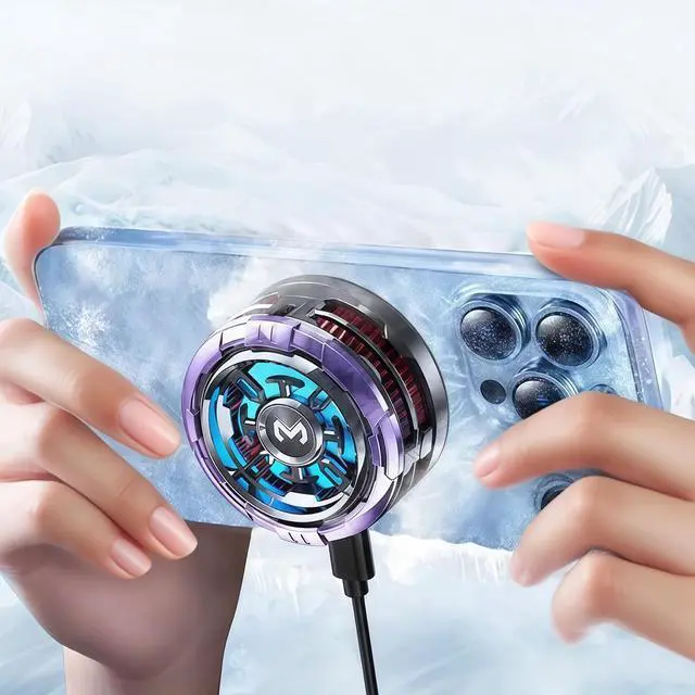 Main image of Mag-Safe Cell Phone Cooling Fan Pad, Phone Cooler for Gaming Portable iPhone Cooling Case Fan with RGB Light, Ventilador Keep Phone Cool in Car or Hot Weather for iPhone/Android/Tablet/iPad Series