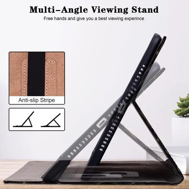 Alt view image 3 of 5 - TUOLISG Case for Amazon Kindle Fire Max 11 (13th Generation, 2023 Release) 11" - PU Leather Flip Case with Elastic Band & Card Slots/Holder, Multi-Angle Viiewing Stand Tablet Cover, Blue Flower