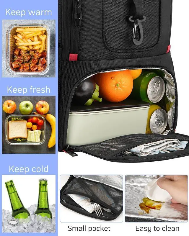 Alt view image 3 of 5 - YAMTION 17.3 Inch Laptop Insulated Backpacks with Cooler Compartment,Men Work Cooler Backpack Insulated Lunch Bag for Teens Boys with Charging Port for Gym College Travel