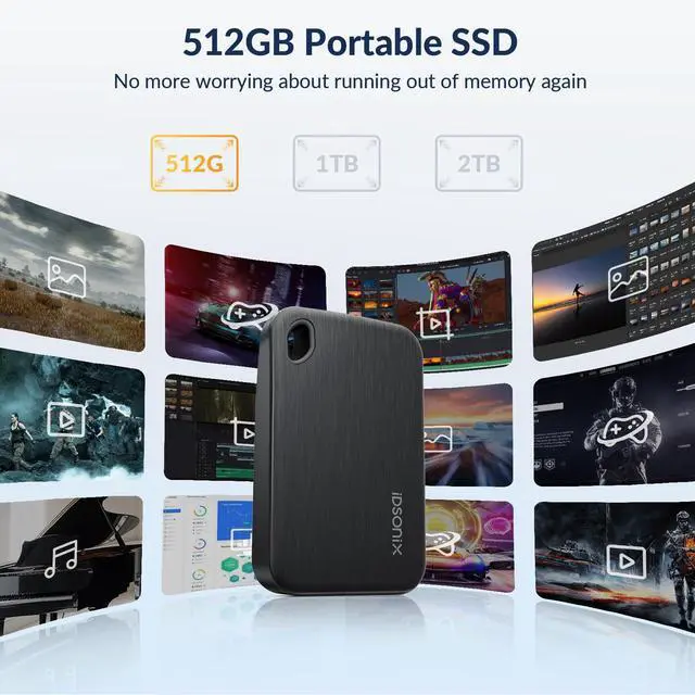 Alt view image 5 of 5 - iDsonix 512GB External SSD, Portable Hard Drive USB 3.2 GEN 2x2 up to 2000MB/s, Portable SSD USB C External Solid State Drive for Xbox, PS5, PC, Laptop, Mac, Desktop, Tablet and Camera, i20
