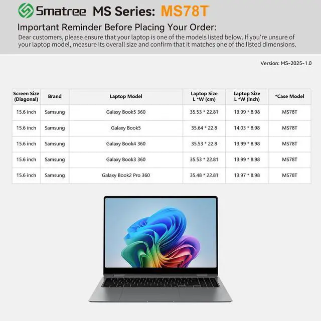 Alt view image 2 of 5 - Smatree MS78T Hard EVA Protective Sleeve Case with Stand Compatible for 15.6 inch Samsung Galaxy Book 5/4/3 360, for 15.6 inch Samsung Galaxy Book 2 Pro 360 Laptop, Anti-Shock Hard Sleeve