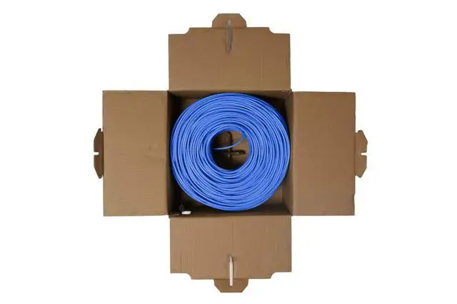 Alt view image 4 of 5 - Transber, CAT6 1000ft Ethernet Cable Solid UTP Up to 10Gbps 550Mhz 23AWG 4x2 Pair Bulk Cable Network PoE++/4PPoE LAN Wire 1000-feet Easy Pull Box (Blue)
