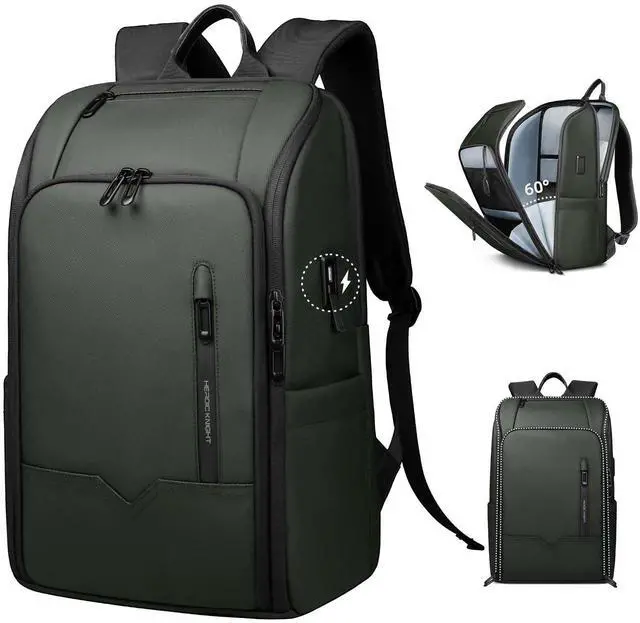 Main image of Business Backpack Computer Bag for 15.6 Inch Laptop for Men Women with USB Charging Port Water-Resistant Anti-theft Luggage Backpack Suitcase Casual Daypack for College Weekender Hikking Travel-Green