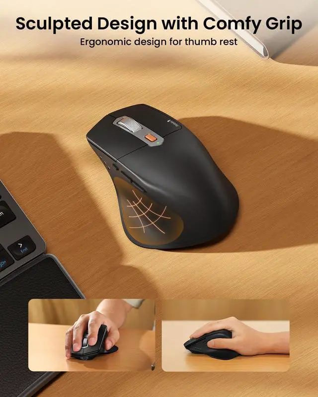 Alt view image 5 of 5 - ProtoArc Bluetooth Ergonomic Keyboard Mouse, EKM04 Mini Compact Wireless Ergo Keyboard Mouse Combo, Split Design, Wrist Rest, Multi-Device, Rechargeable, Compatible with Windows/Mac/Android