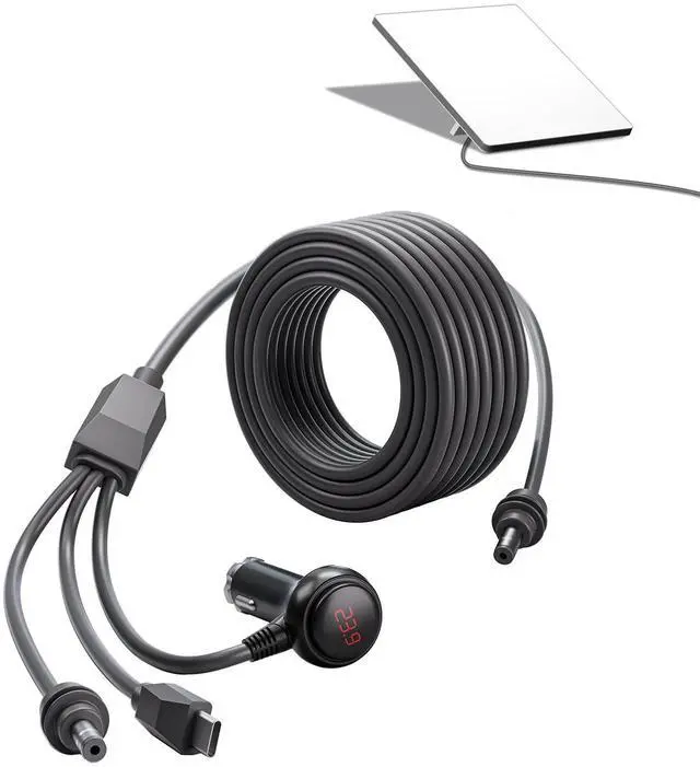 Main image of Starlink Mini Power Cable  3-in-1 10FT/3M USB-C to DC Cable, 12V Car Adapter with Switch & Voltage Display, Supports PD 100W+ (20V/5A), for Starlink Mini, Power Bank & Solar Use