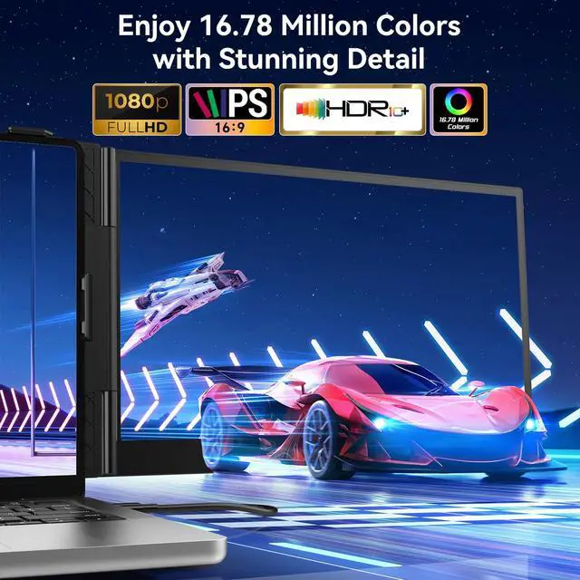 Alt view image 2 of 5 - POTTMACEE 14.2 Triple Laptop Screen Extender, 0.17" Ultra-Slim FHD 1080P Portable Monitor for Laptop, Tri-Screen Travel Monitor Extender, Plug-Play for Windows/Mac/Chrome, Fit 13-17.3 Laptops