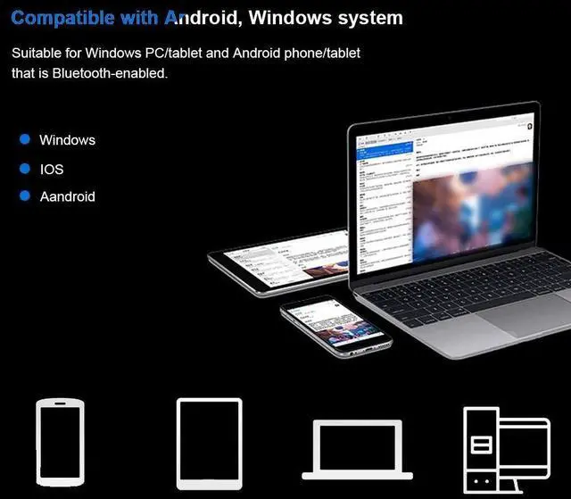 Alt view image 4 of 5 - EBTOOLS Ultra Slim Bluetooth Keyboard, Mini Portable Bluetooth3.0 Keyboard with Touchpad, Compatible with Android/Windows System, for PC/Tablet/Computer/Smart Phone