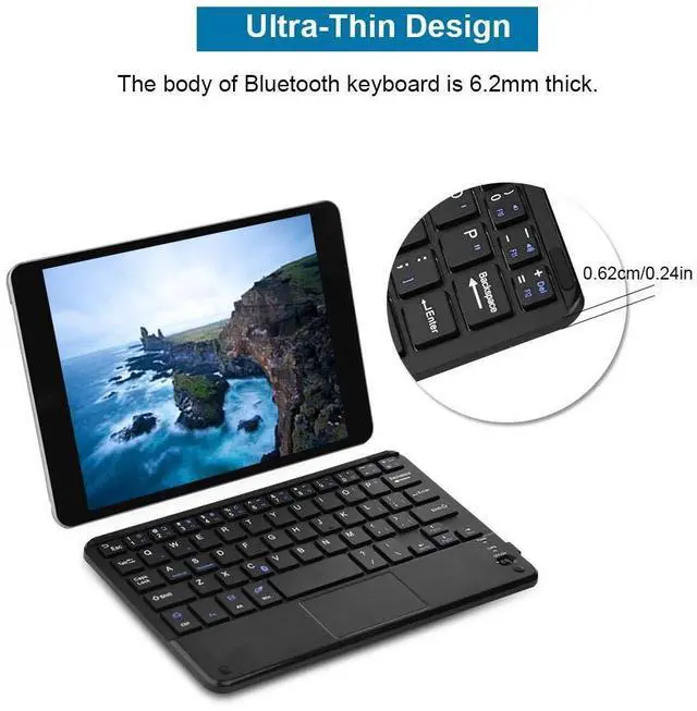 Alt view image 5 of 5 - EBTOOLS Ultra Slim Bluetooth Keyboard, Mini Portable Bluetooth3.0 Keyboard with Touchpad, Compatible with Android/Windows System, for PC/Tablet/Computer/Smart Phone